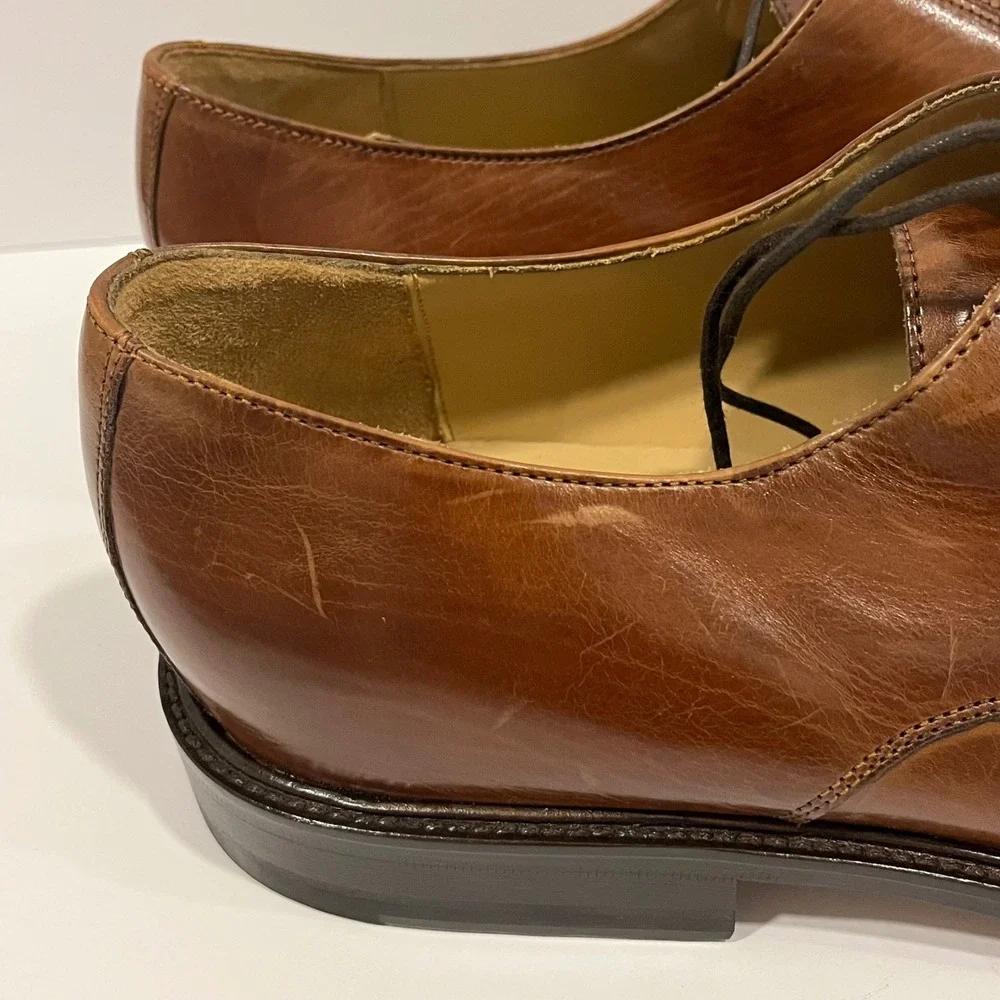 J Murphy Johnston & Murphy Mens Brown Leather Cap Toe Derby Shoes 14 M